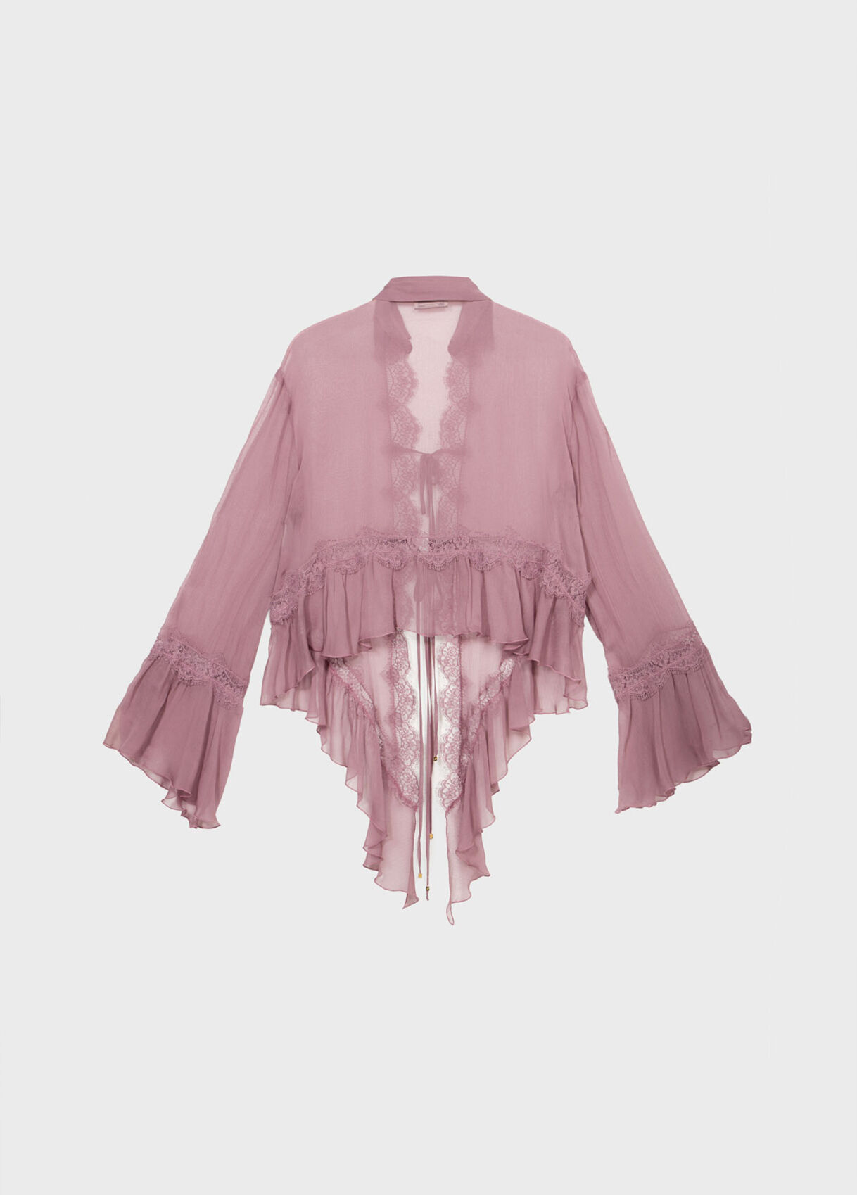 Crepe de chine and lace asymmetrical shirt - Blumarine